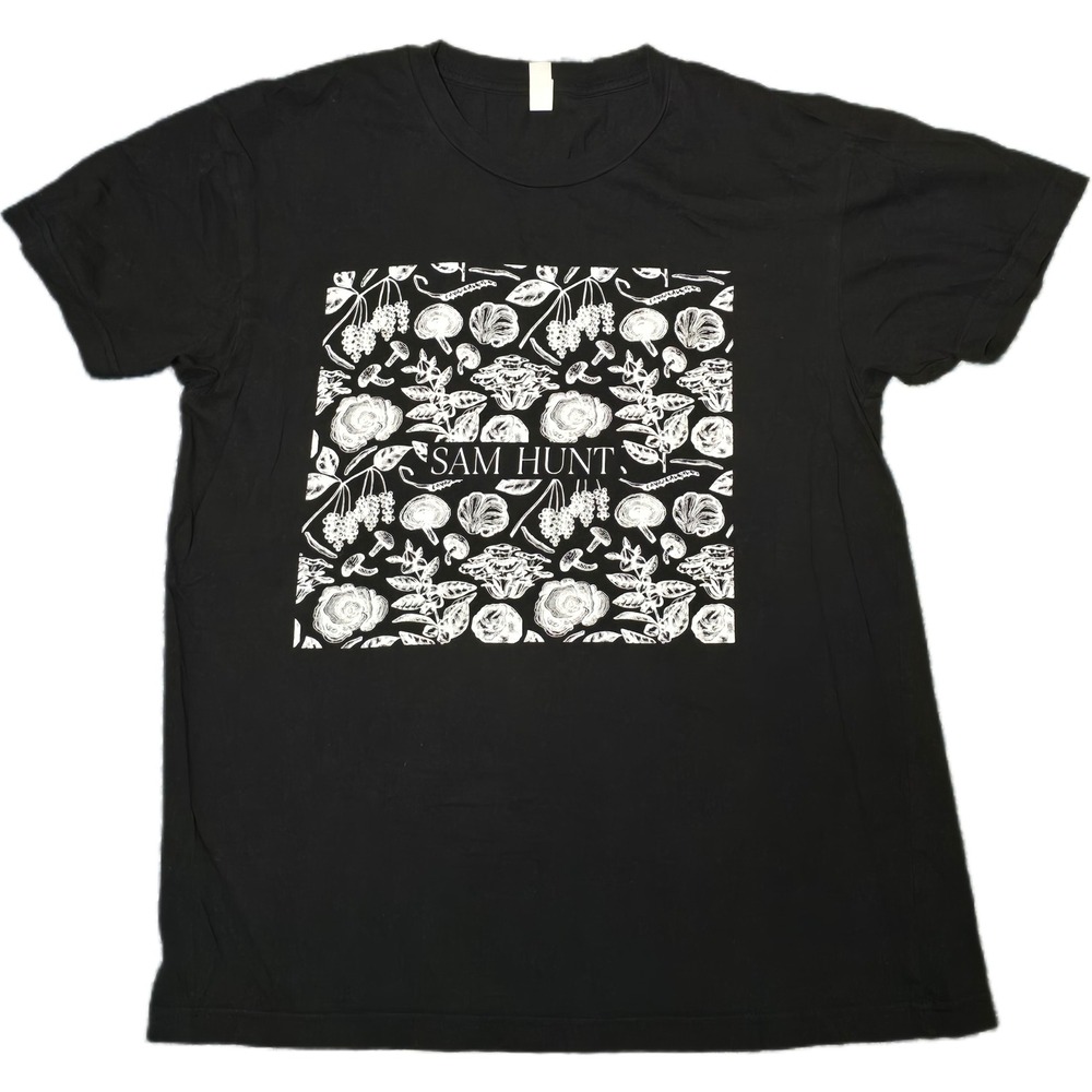 Sam Hunt Graphic Tee Mens Medium Black Botanical Mushroom Concert Shirt